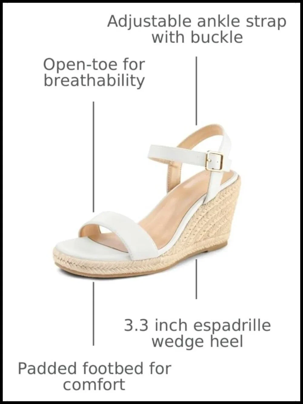 Womens Platform Espadrille Wedge Sandals Square Open Toe Ankle Strap Buckle